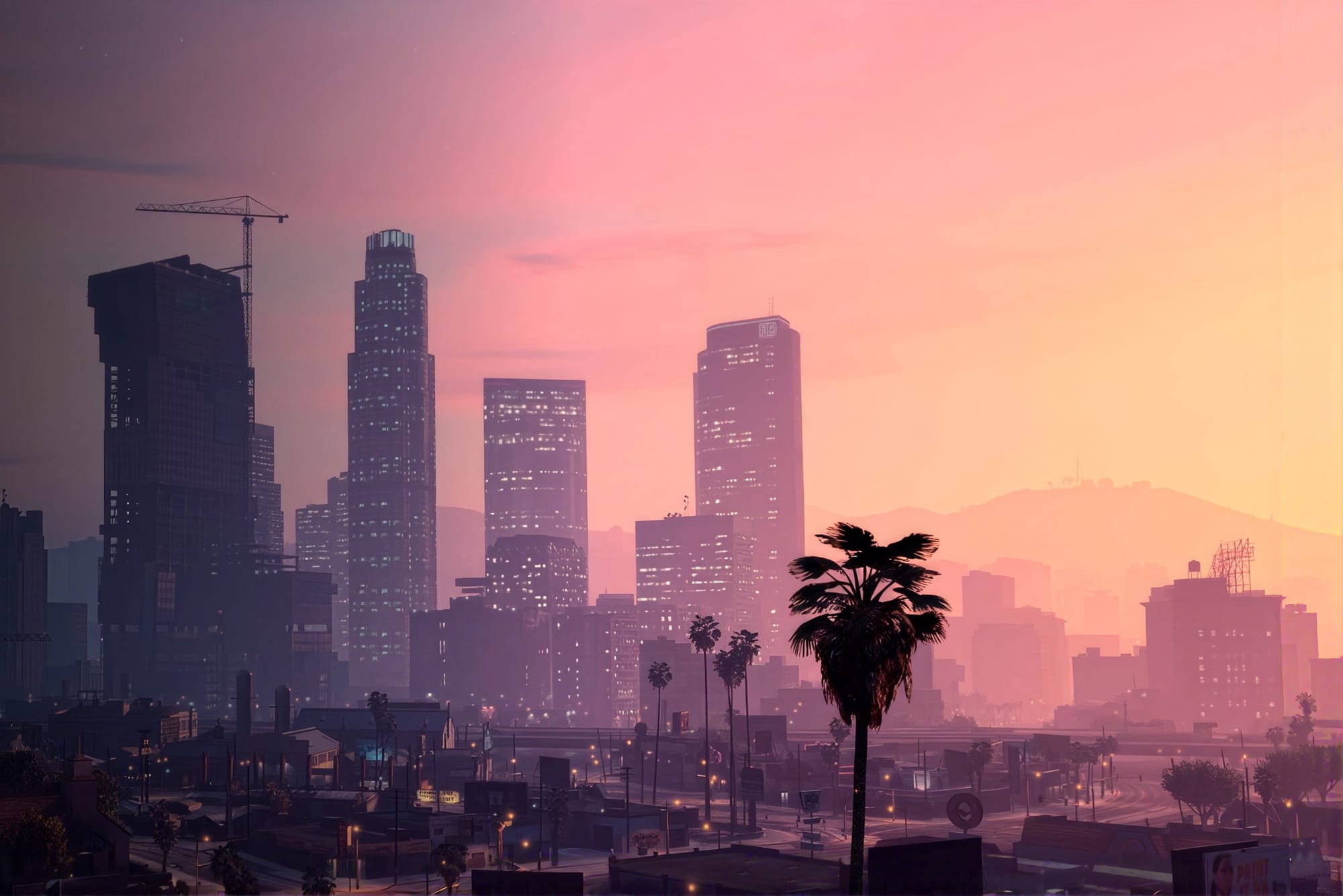 GTA VI style characters over the city